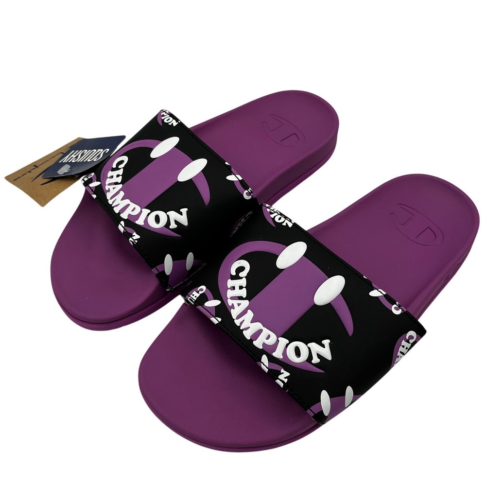 Champion IPO Squish Smile Slides Womens 7 Fuchsia Black New Athletic Sandals